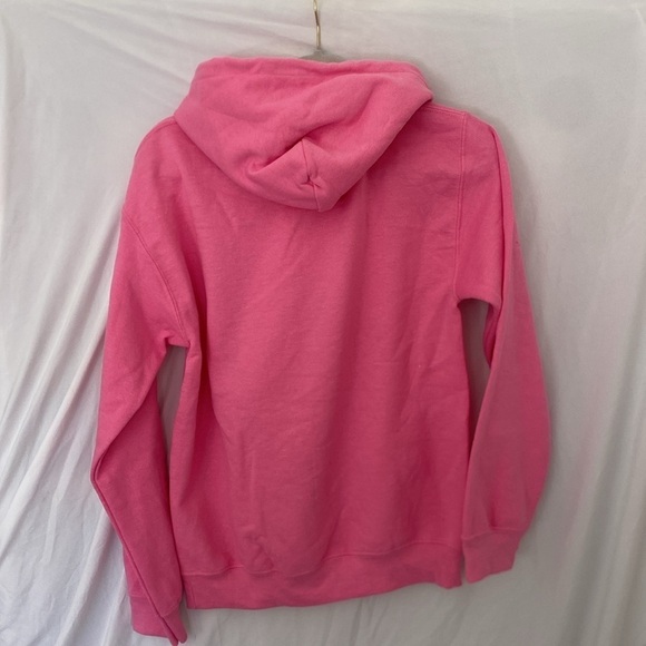 Custom floral machine sewn bow Hoodie  crewneck/ sweatshirt pink sz small - Picture 5 of 5